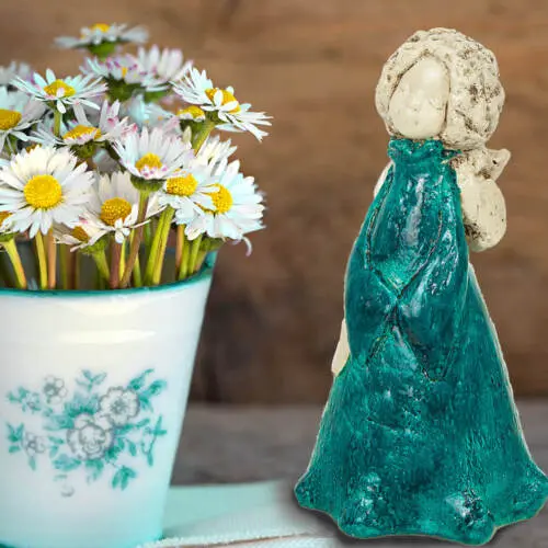 Anioł Natalie  - turkus -  17 x 5 cm figurka dekoracyjna gipsowa