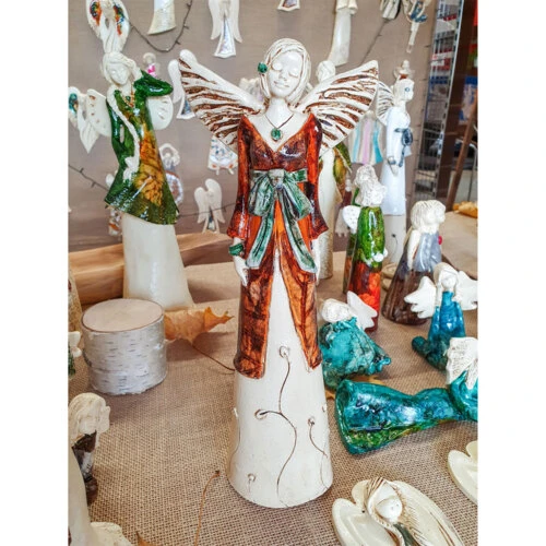 Anioł Lily Art Leaf - brązowy -  35 x 15 cm figurka dekoracyjna gipsowa