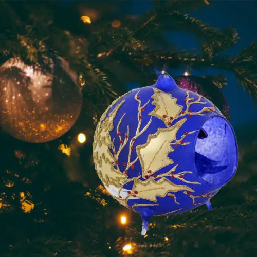 Bombka kominek lampion - granat -  120 mm bombka choinkowa szklana 1 szt