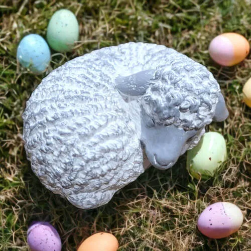 Baranek wielkanocny - biało szary -  5 x 11 cm ozdoba wielkanocna