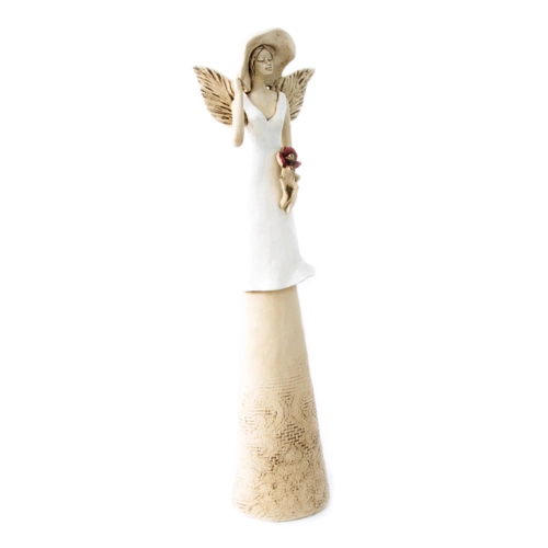Anioł Chloe - biały -  50 x 15 cm figurka dekoracyjna gipsowa