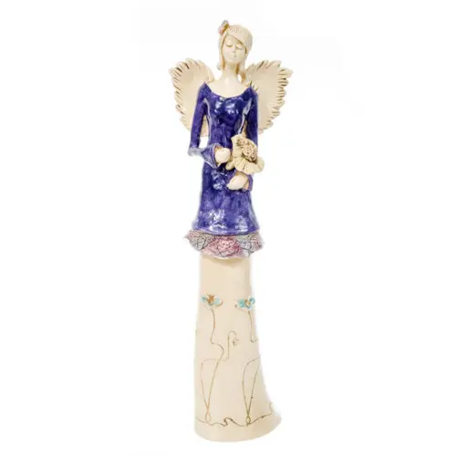 Anioł Mia - fiolet ciemny -  40 x 16 cm figurka dekoracyjna gipsowa