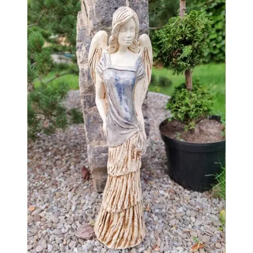 Anioł Victoria - szary jeans -  62 x 19 cm figurka dekoracyjna gipsowa