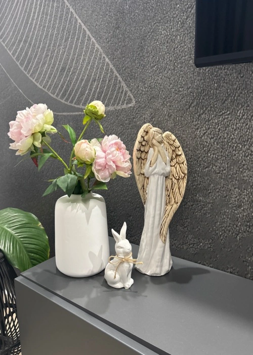 Anioł Gabriel - biały -  40 x 18 cm figurka dekoracyjna gipsowa