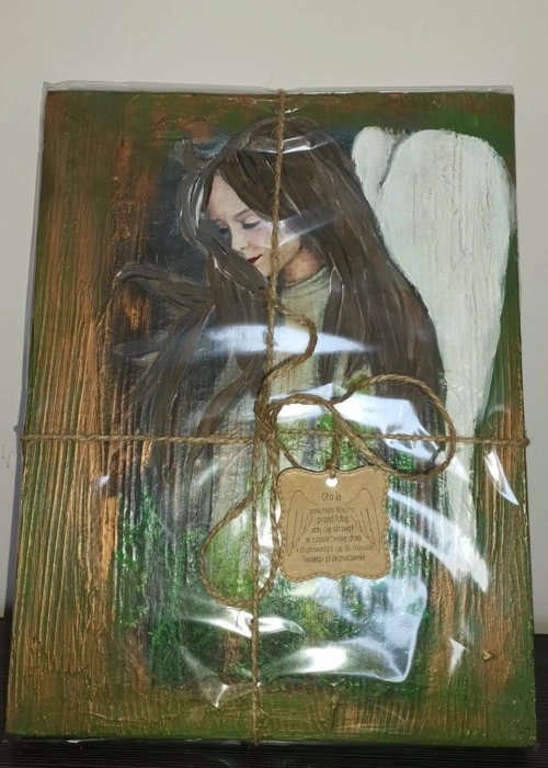 Leśny Anioł - obraz na desce -  22.5 x 29.5 cm