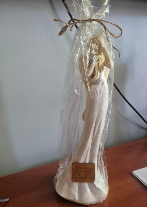 Anioł Elise Art - biały -  35 x 15 cm figurka dekoracyjna gipsowa