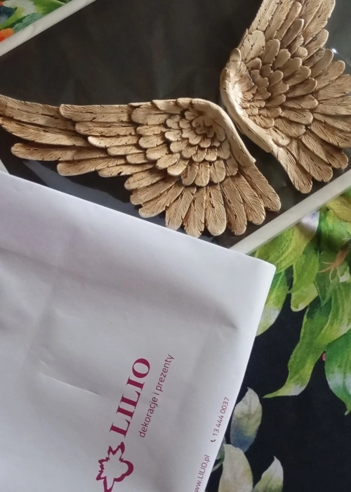 Skrzydła Anioła + ramka - ciemna - wiszące -  30 x 40 cm figurka dekoracyjna gipsowa