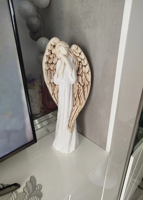 Anioł Gabriel - biały -  40 x 18 cm figurka dekoracyjna gipsowa