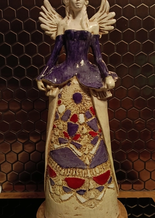 Anioł Anna - jeans -  35 x 15 cm figurka dekoracyjna gipsowa