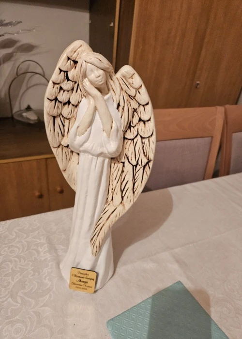 Anioł Gabriel - biały -  40 x 18 cm figurka dekoracyjna gipsowa