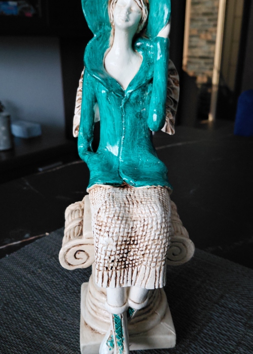 Aniołek Megan - turkus -  20 x 9 cm figurka dekoracyjna gipsowa
