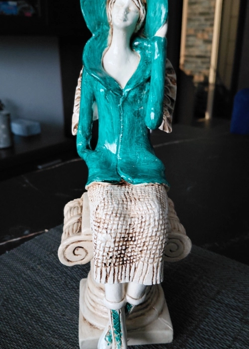 Aniołek Megan - turkus -  20 x 9 cm figurka dekoracyjna gipsowa