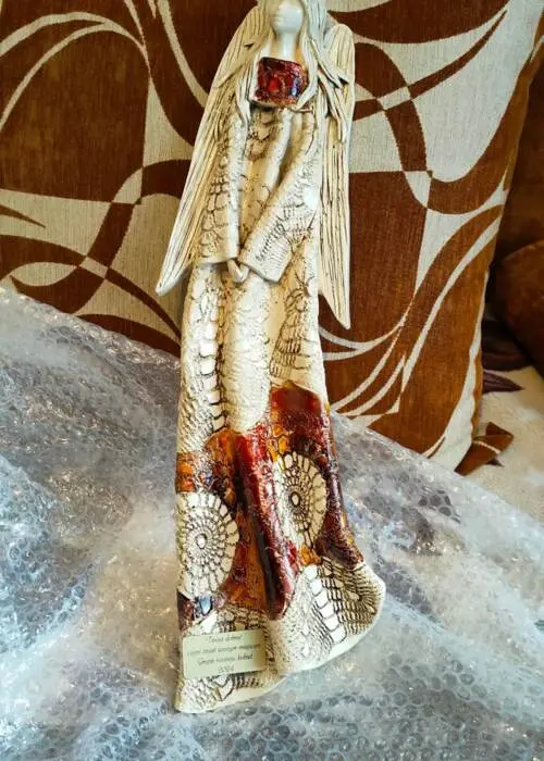 Anioł Genesis - wiszący brąz  -  55 x 20 cm figurka dekoracyjna gipsowa