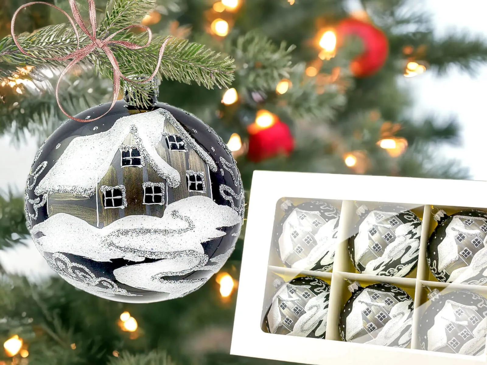 Czarne bombki szklane