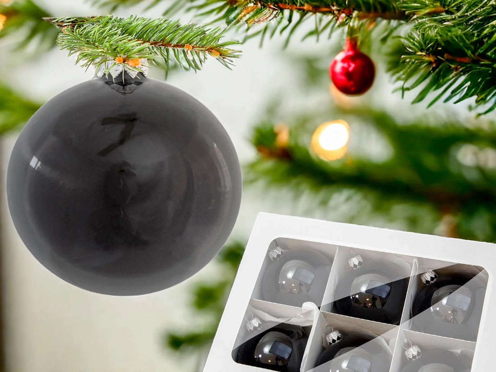 Czarne bombki jednokolorowe zestaw