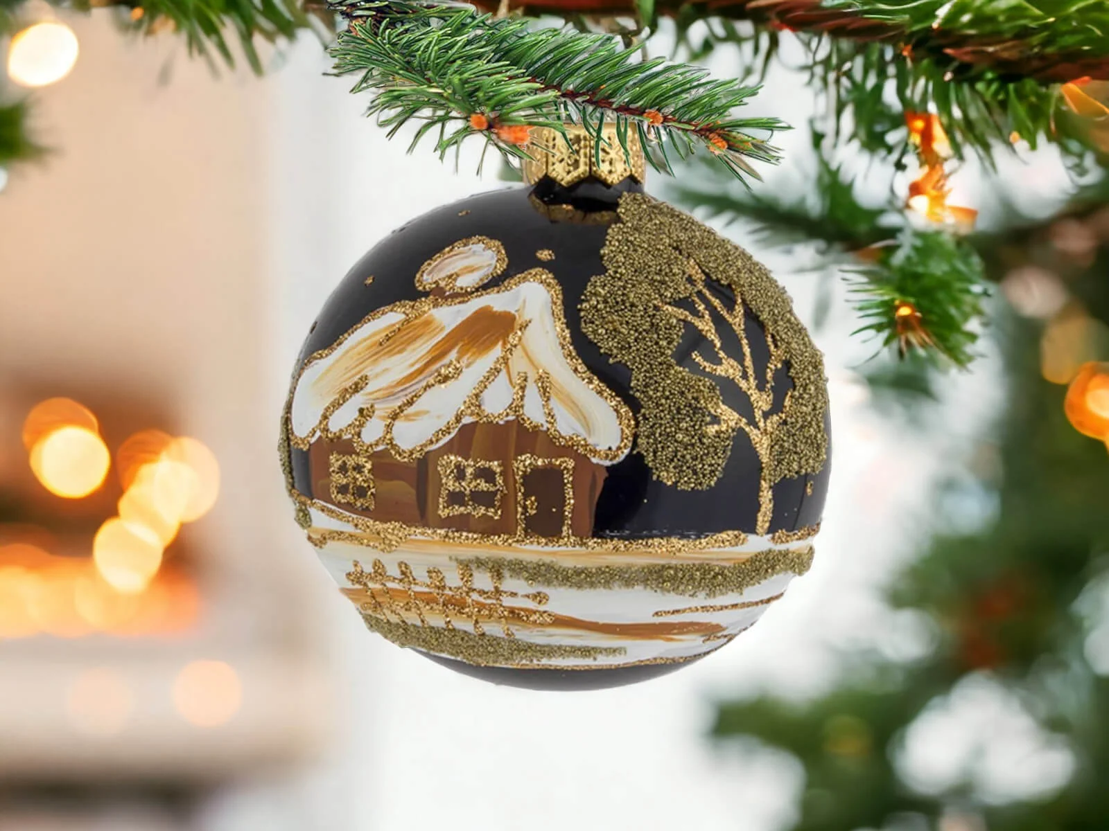 Czarne bombki szklane - sople