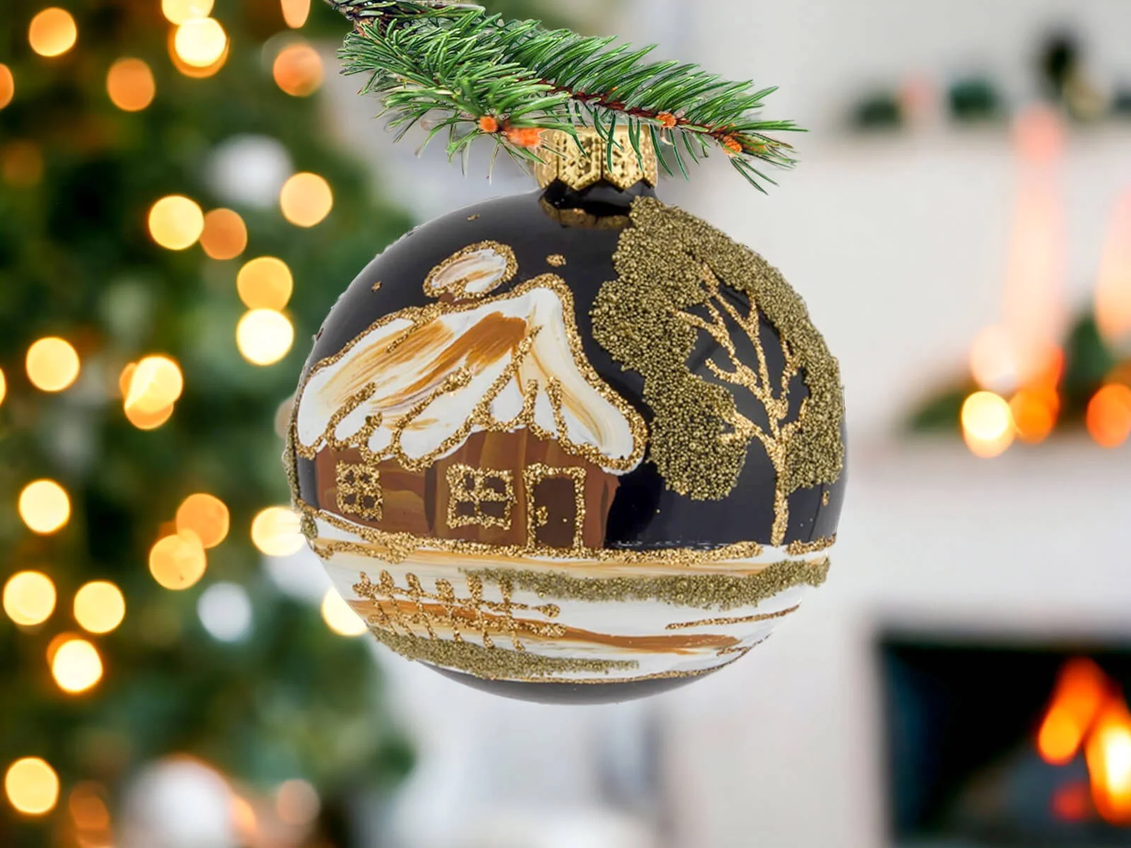 Czarne bombki choinkowe - zestaw