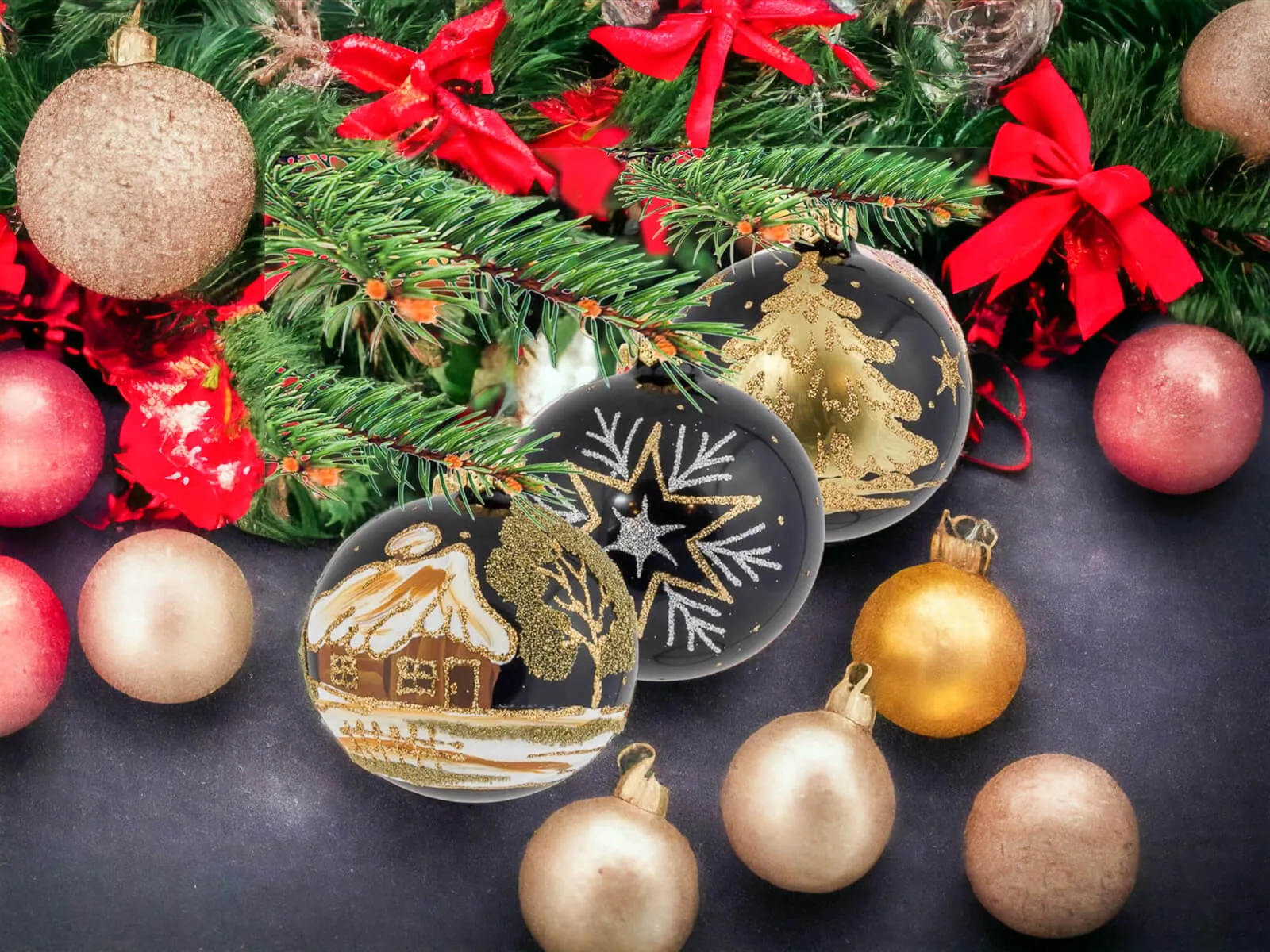 Czarne bombki szklane