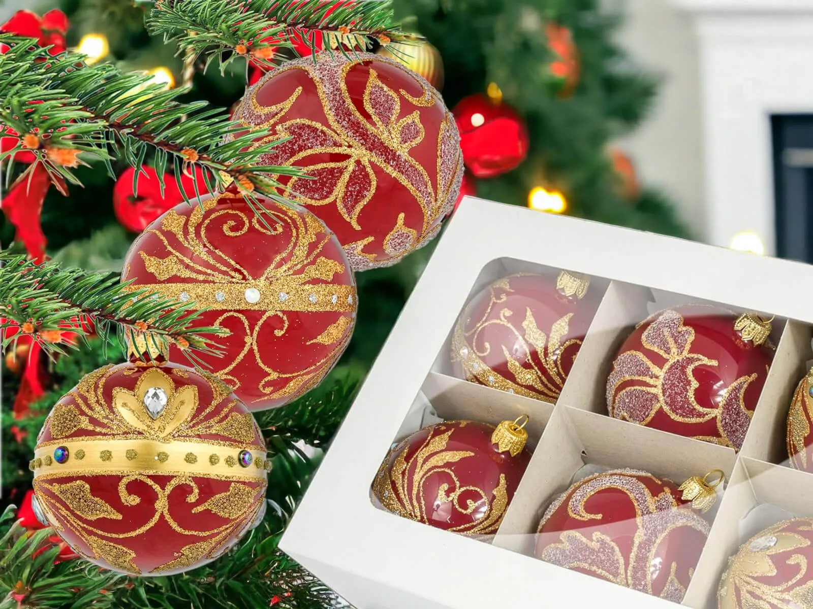 Zestaw czerwony opal - 100 mm 6 szt.