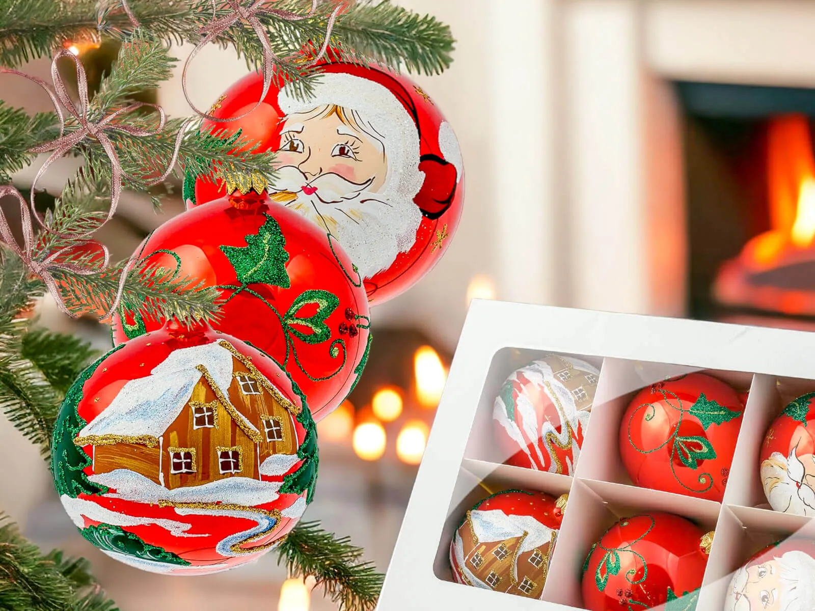 Czerwone bombki choinkowe