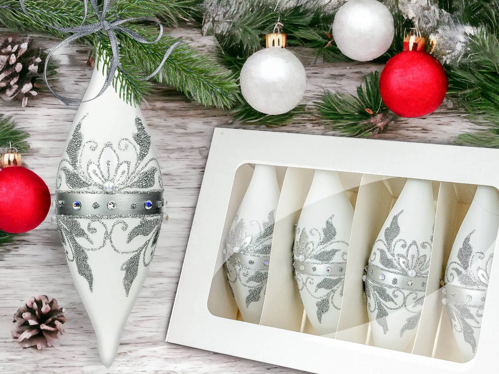 Bombki szklane czarny mix 6 szt.