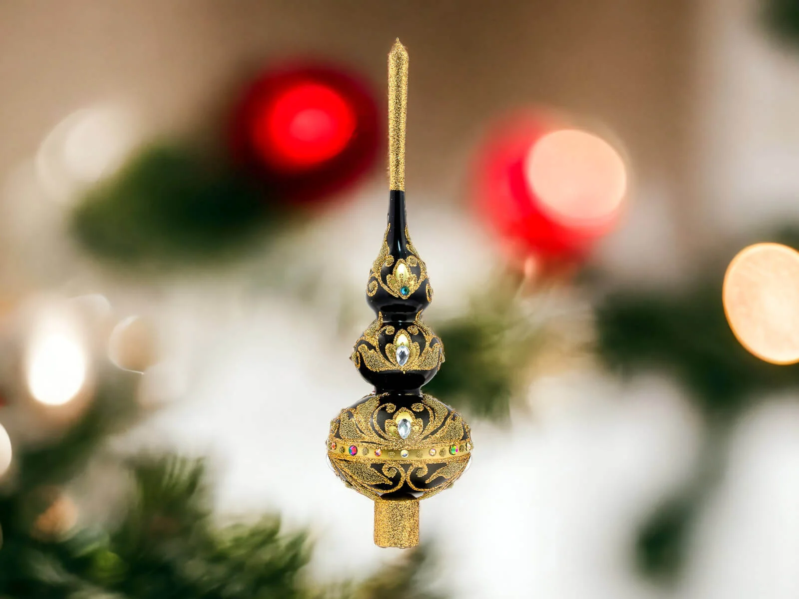 Czarne bombki szklane - szpic