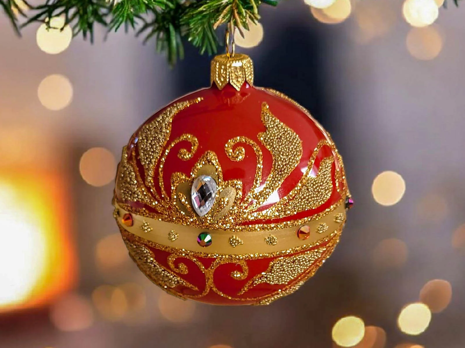 Bombki Królewskie złote na szafirowej porcelanie