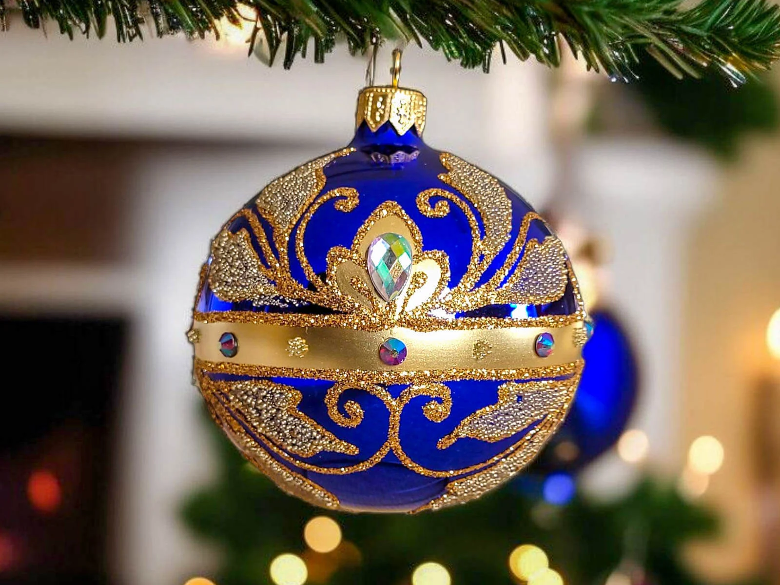 Bombki Królewskie złote na szafirowej porcelanie
