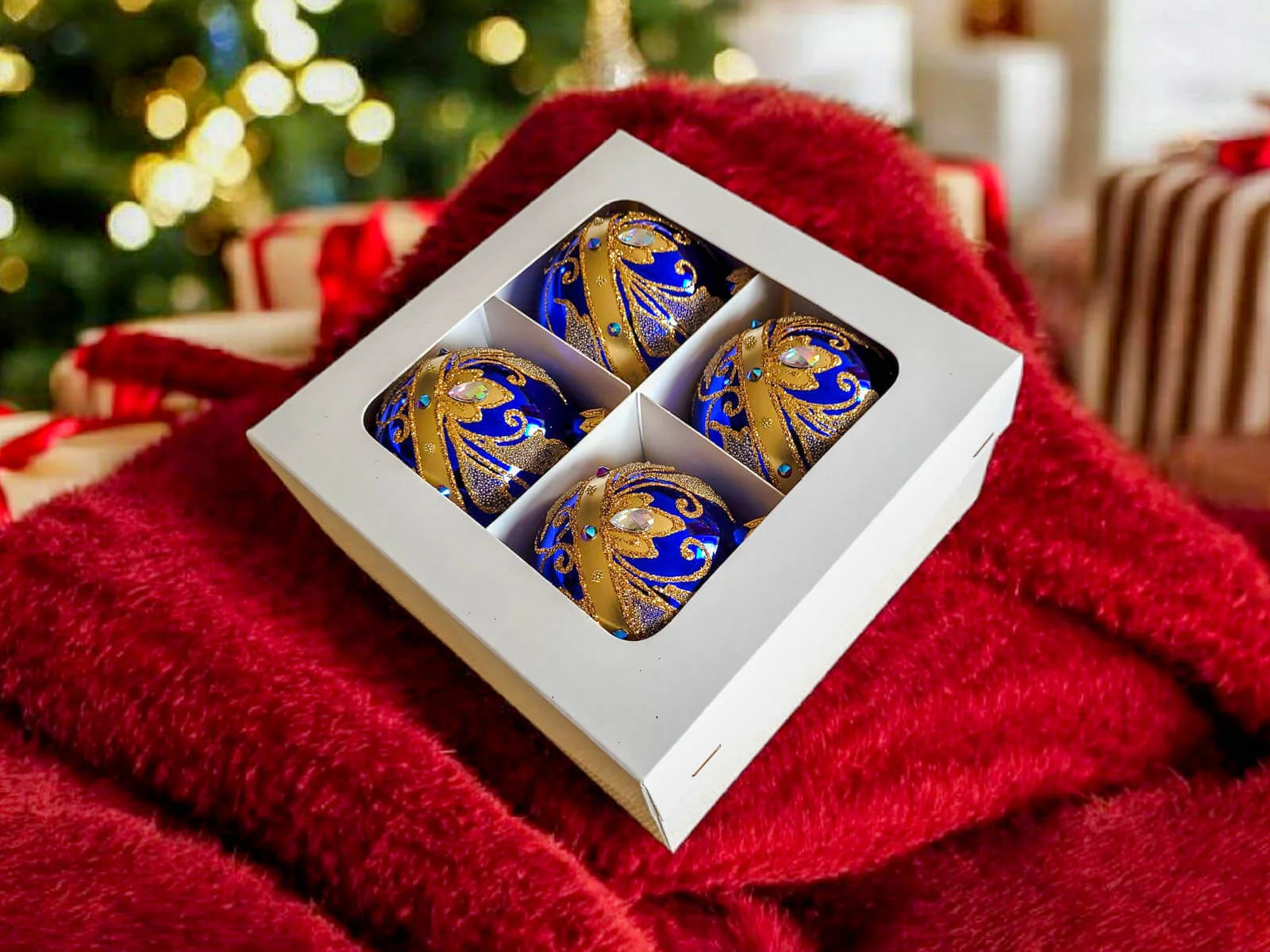 Bombki Królewskie złote na szafirowej porcelanie